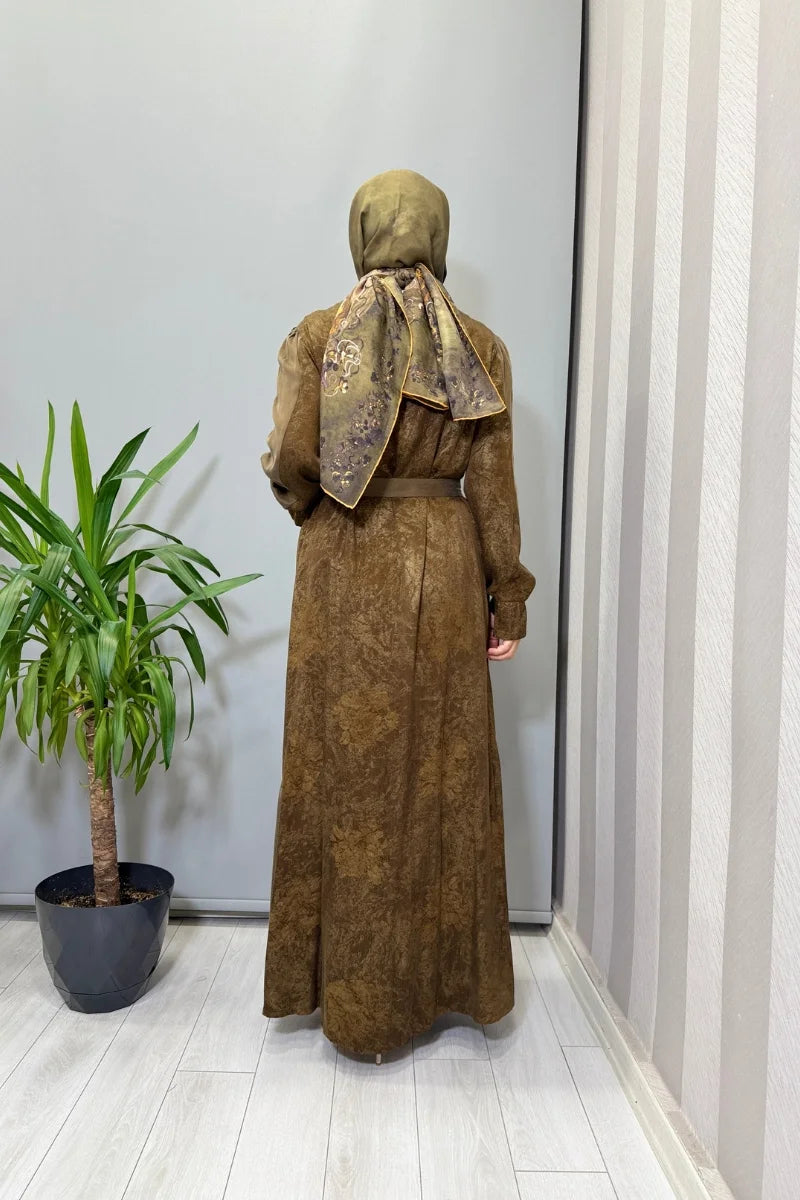 Misswhence Arkası Desenli Cupra İpek Elbise 38827 - Yeşil - Görsel 7 