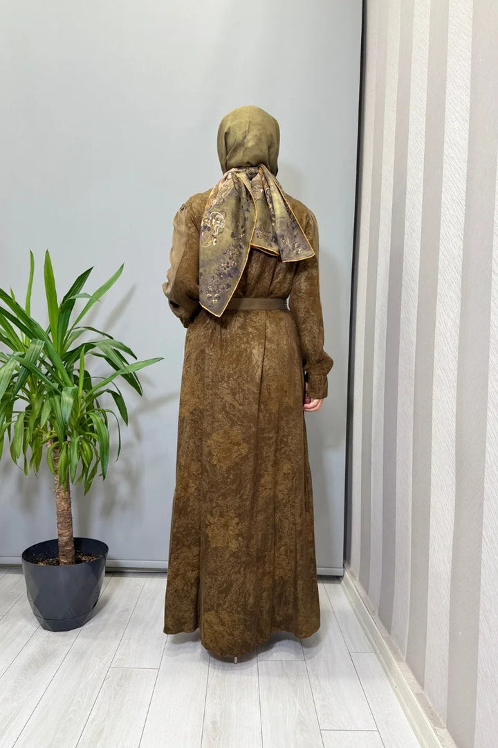 Misswhence Arkası Desenli Cupra İpek Elbise 38827 - Yeşil - Görsel 7 