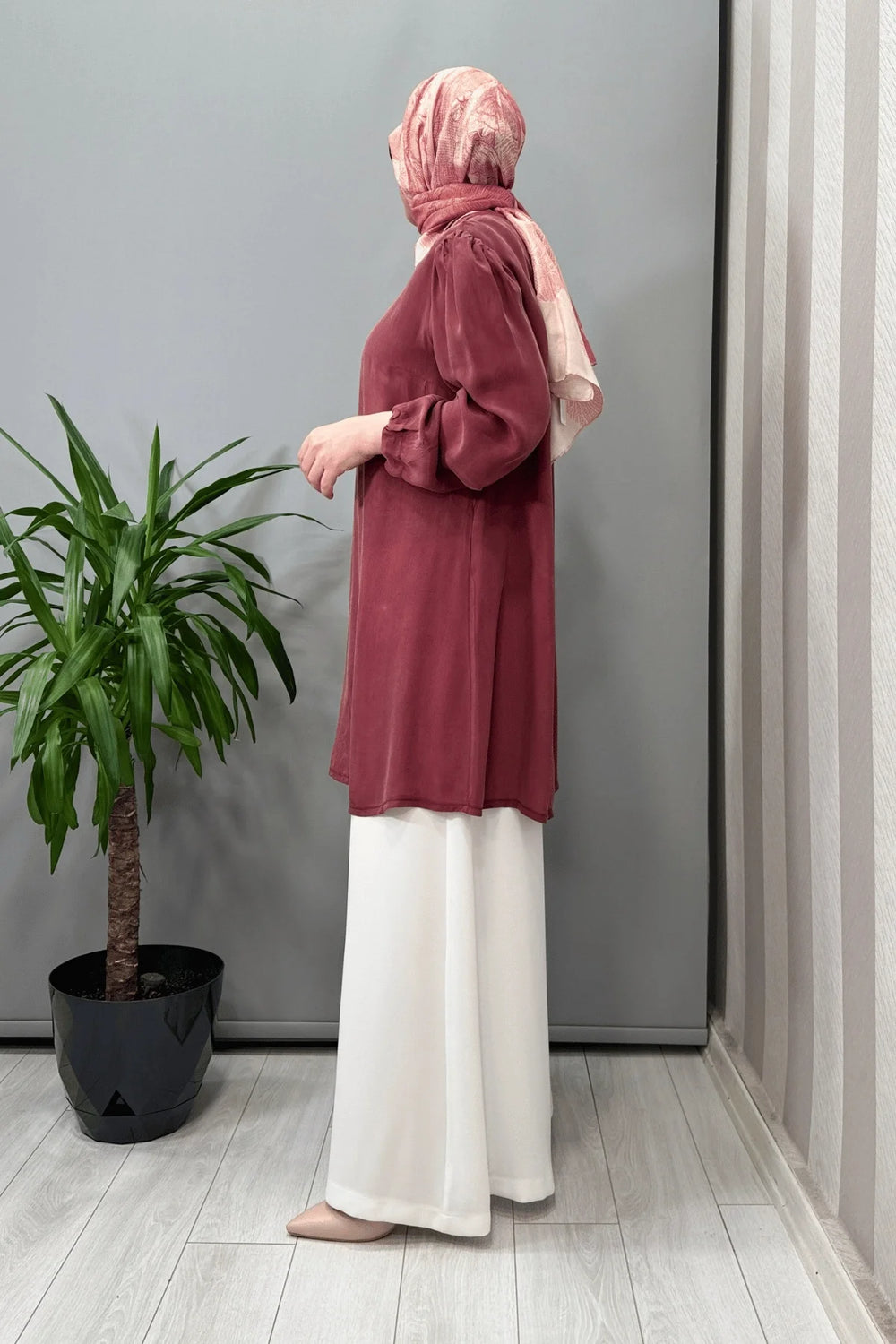 Misswhence Basic Cupro İpek Tunik 37025 - Gül Kurusu - Görsel 2 #renk_g-l-kurusu