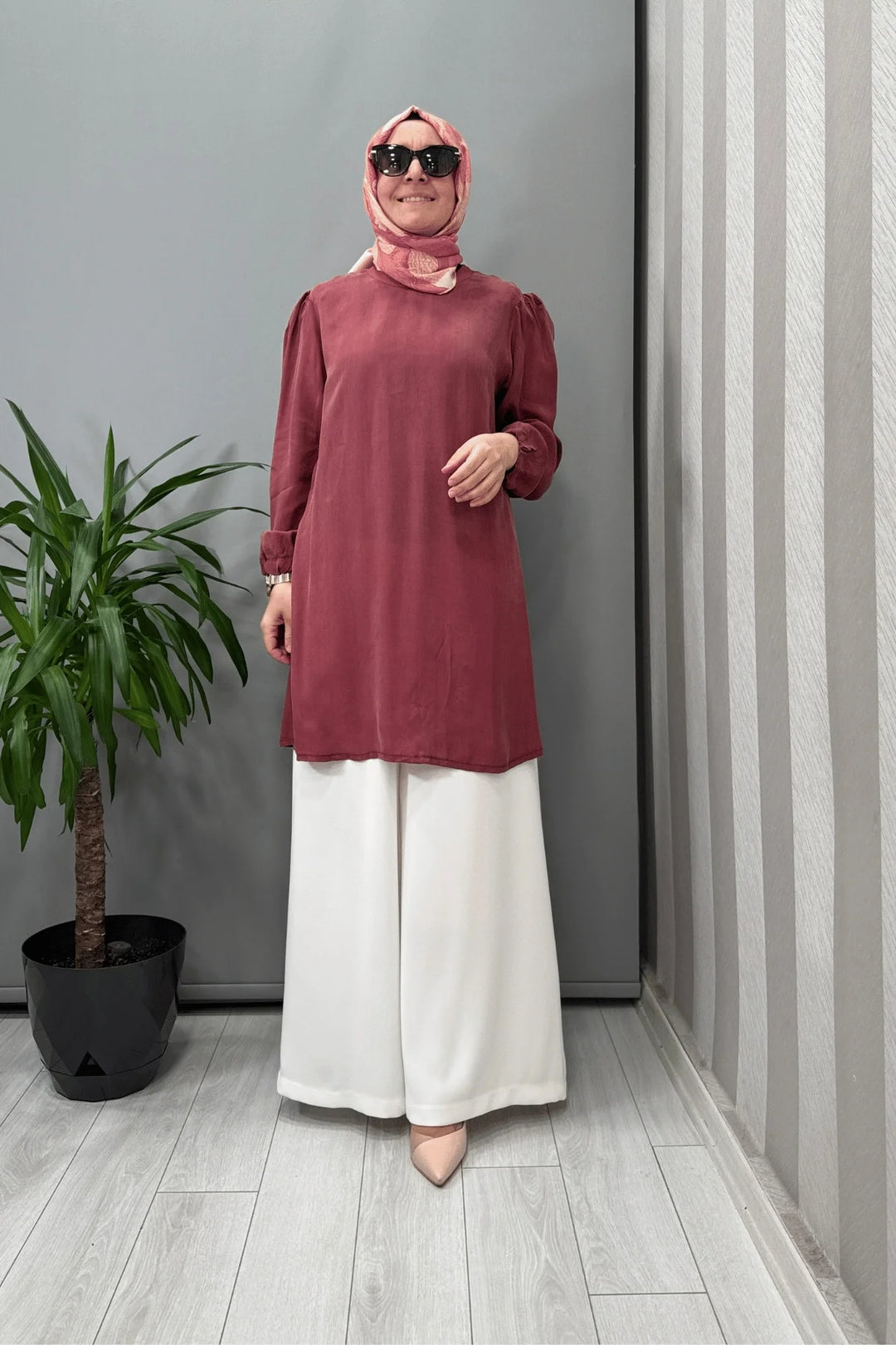 Misswhence Basic Cupro İpek Tunik 37025 - Gül Kurusu - Görsel 1 #renk_g-l-kurusu