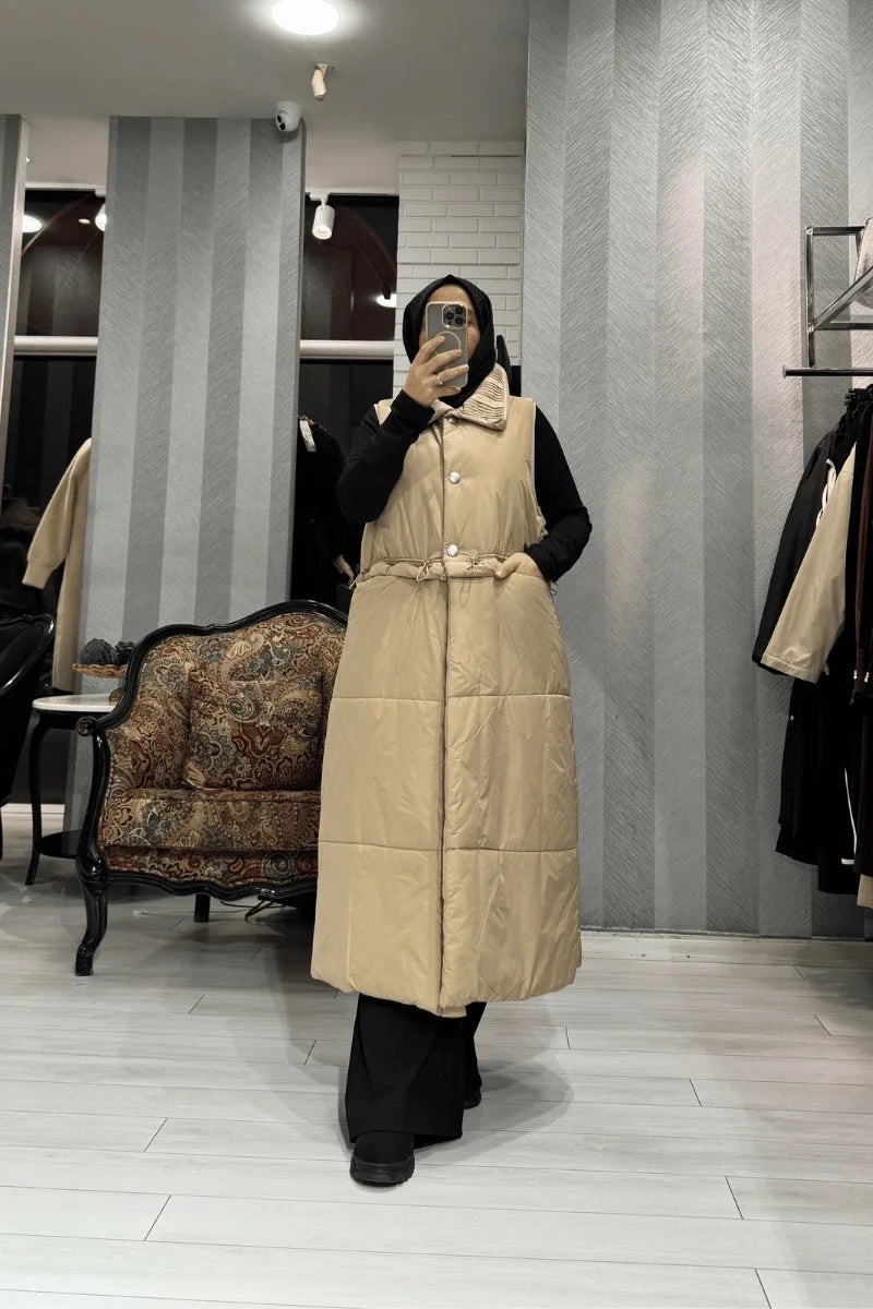 Misswhence Bel Fermuar Detaylı Yelek 36702 - Taş - Görsel 2 
