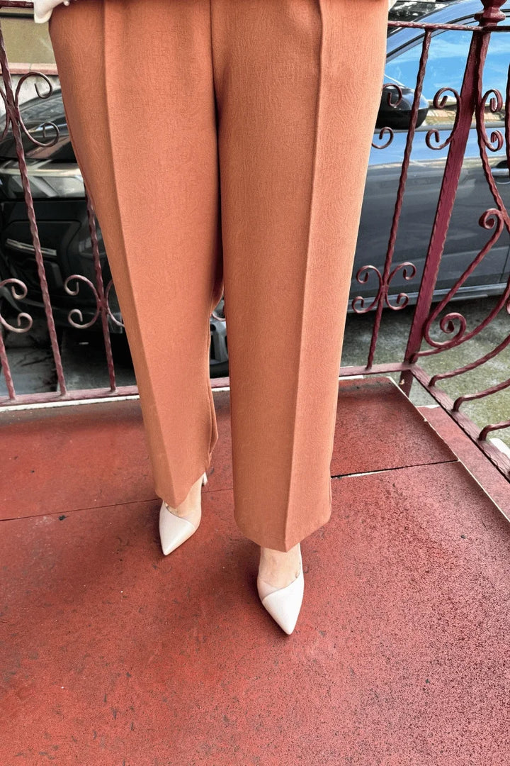 Misswhence Beli Lastikli Cepli Kalem Pantolon 36102 - Tarçın - Görsel 1 
