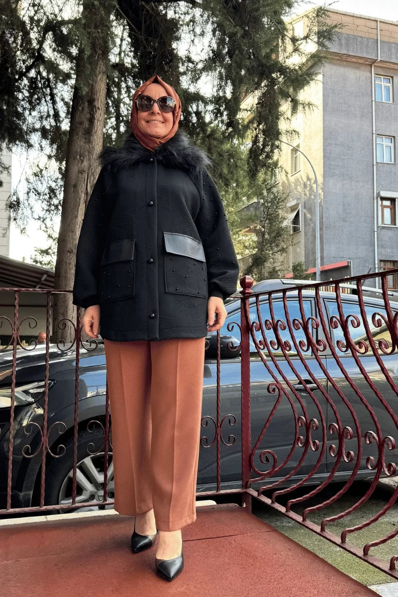 Misswhence Beli Lastikli Cepli Kalem Pantolon 36102 - Tarçın - Görsel 2 