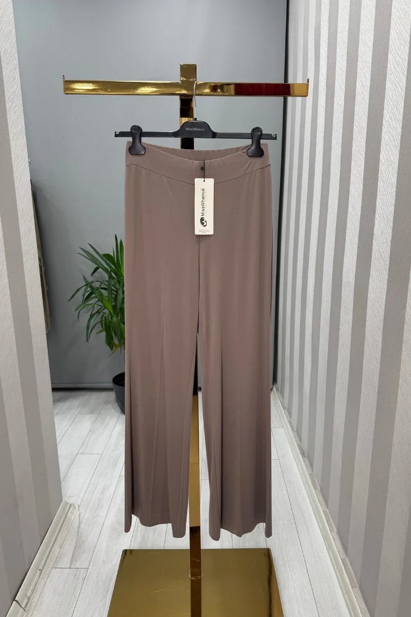 Misswhence Beli Lastikli Modal Pantolon 37115 - Vizon - Görsel 1 #renk_vizon