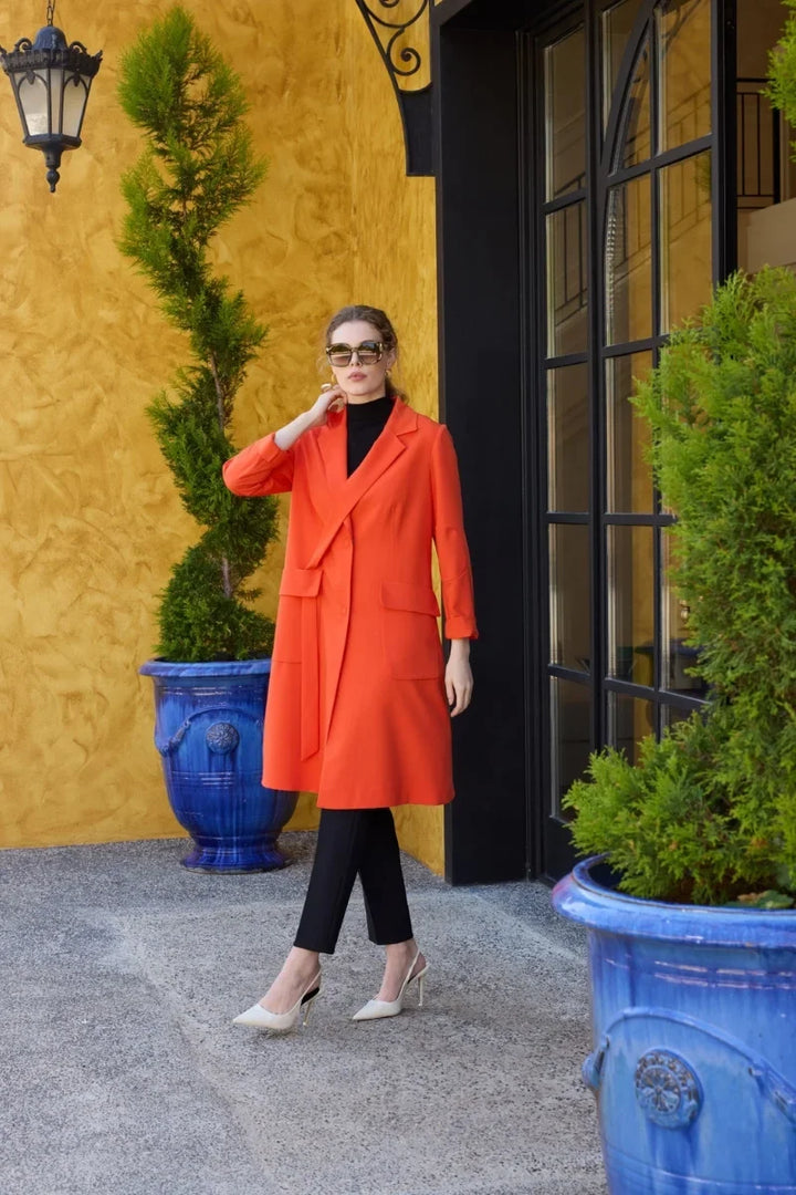 Misswhence Blazer Uzun Ceket 35203 - Oranj - Görsel 1 