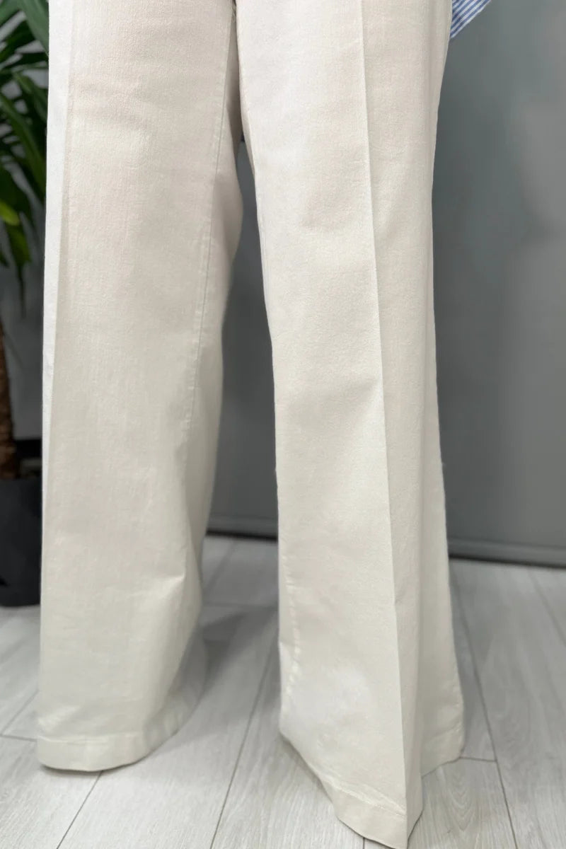 Misswhence Bol Paça Kot Pantolon 37101 - Beyaz - Görsel 2 