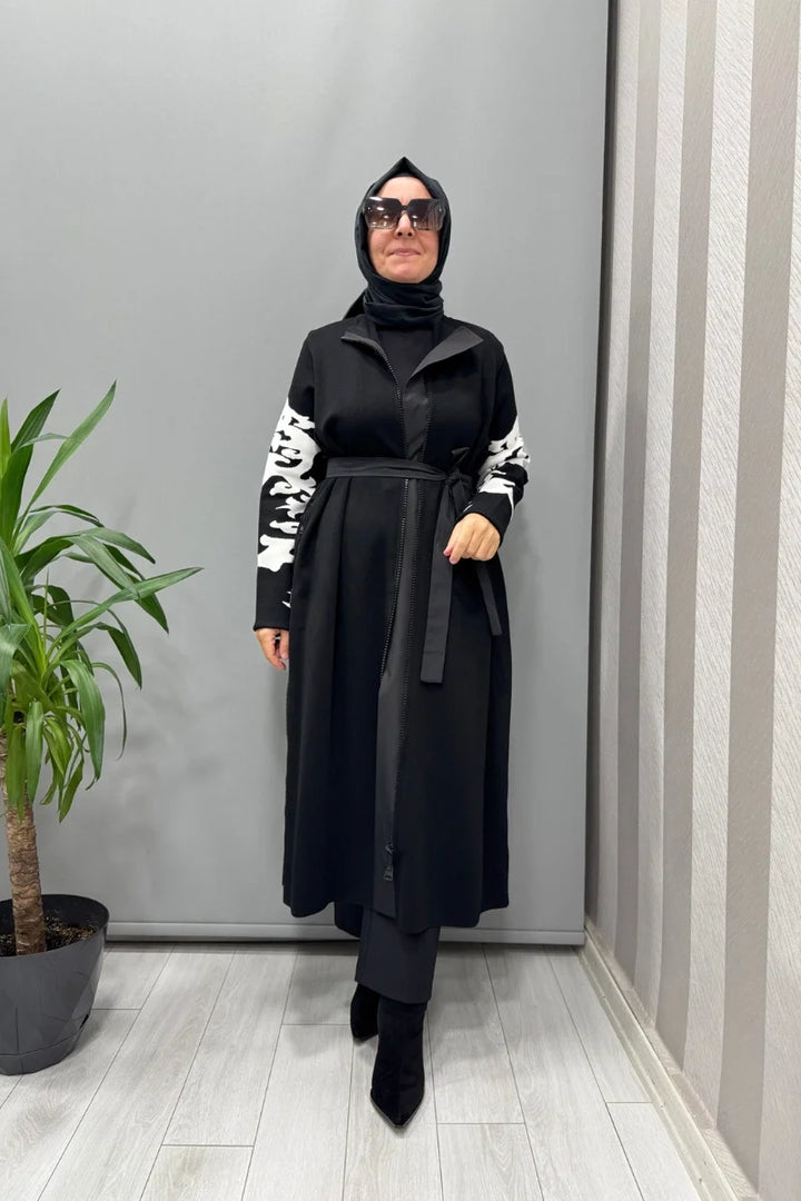 Misswhence Çelik Örme Fermuarlı Triko Kap Siyah Miss 262