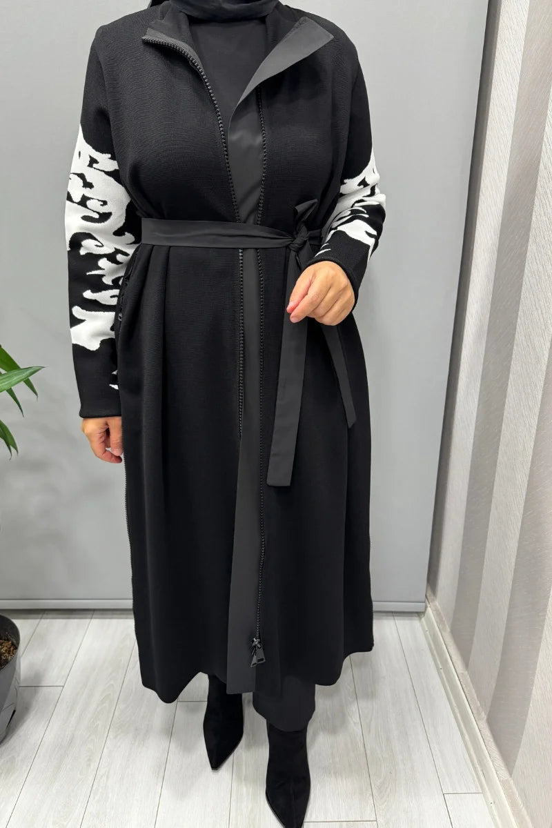 Misswhence Çelik Örme Fermuarlı Triko Kap Siyah Miss 262