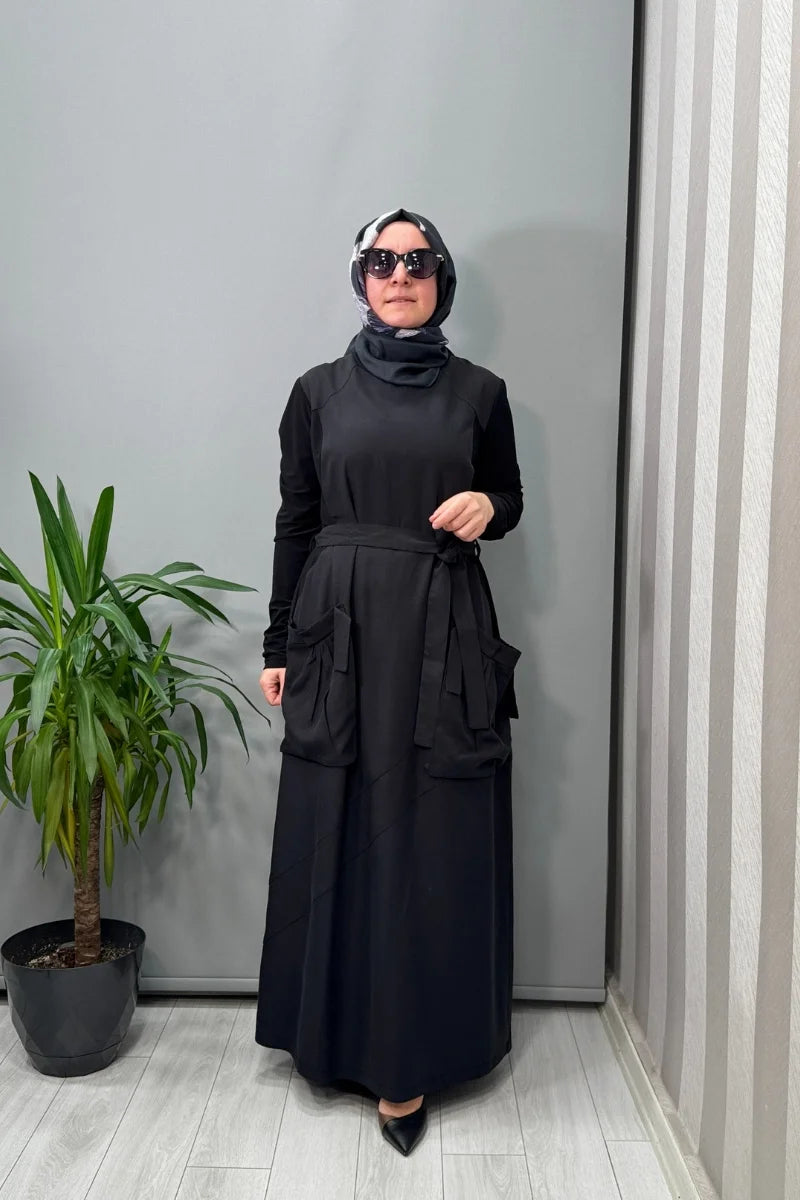 Misswhence Cep Detaylı Basic Elbise 37814 - Siyah - Görsel 1 #renk_siyah