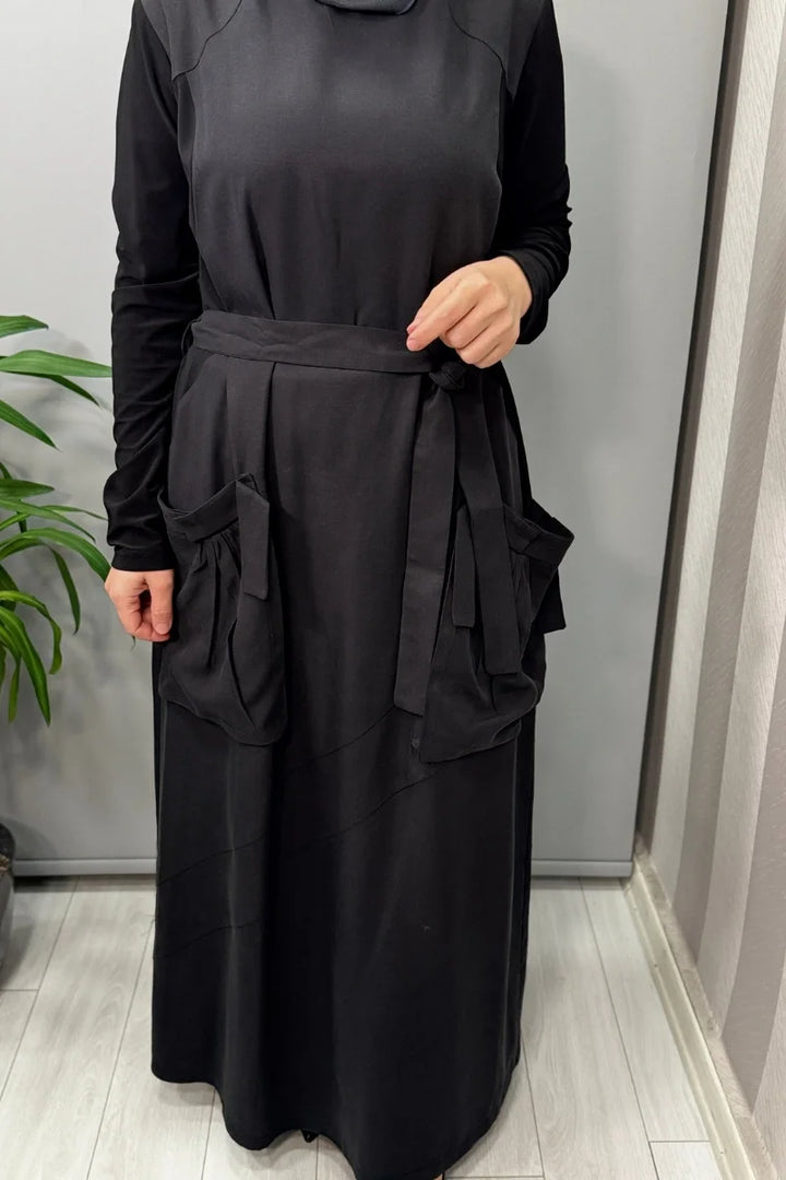 Misswhence Cep Detaylı Basic Elbise 37814 - Siyah - Görsel 4 