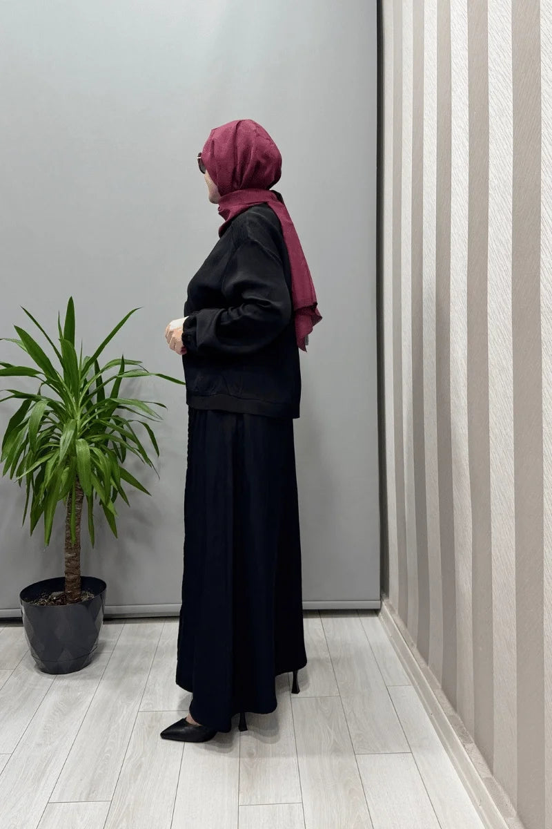 Misswhence Chanel Keten Bluz Etek Takım 37312 - Siyah - Görsel 8 