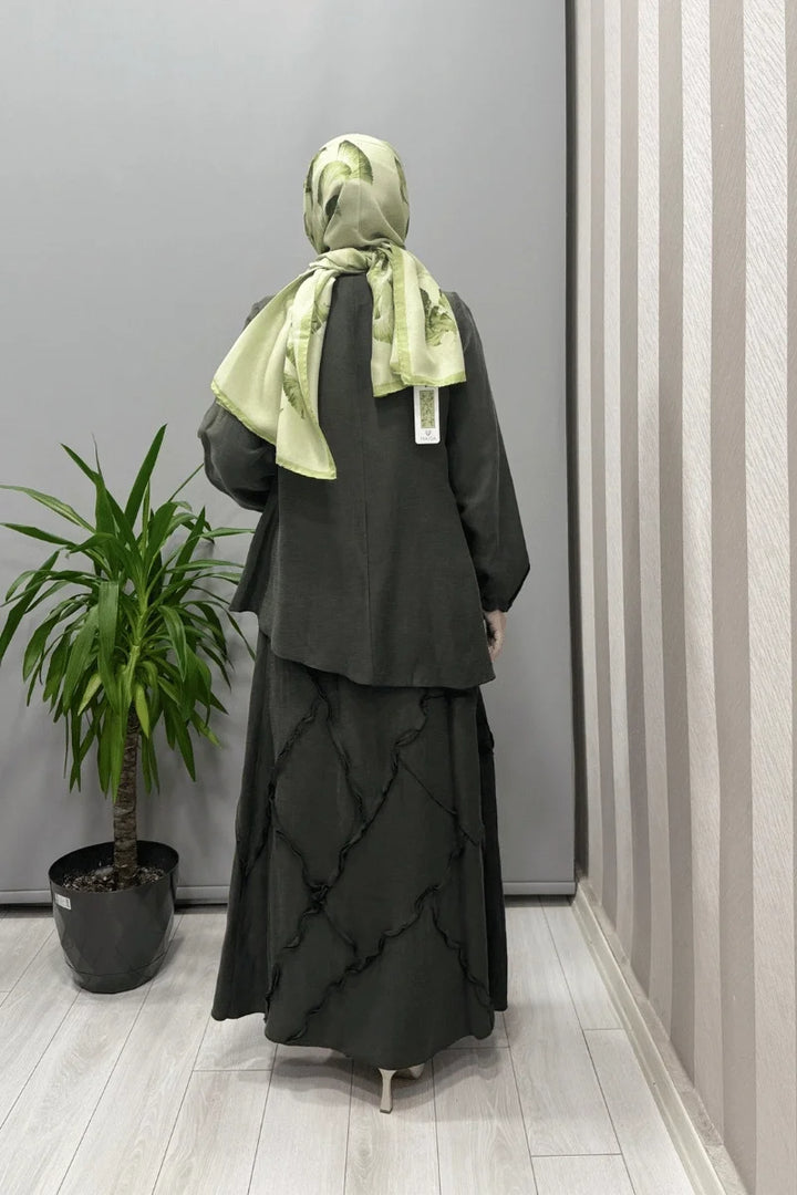 Misswhence Çıtçıtlı Patchwork Takım 37305 - Haki - Görsel 4 