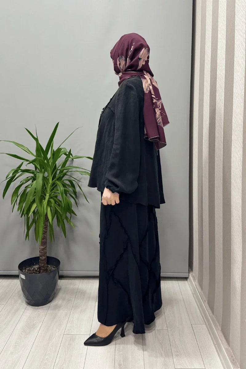 Misswhence Çıtçıtlı Patchwork Takım 37305 - Siyah - Görsel 2 