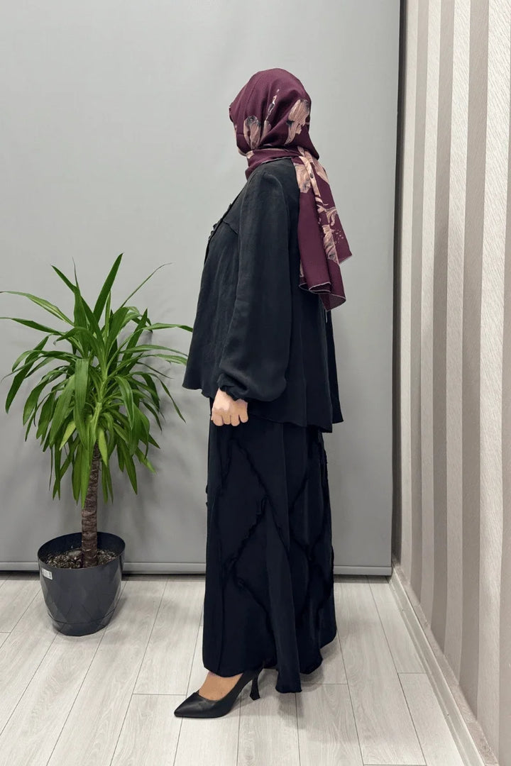 Misswhence Çıtçıtlı Patchwork Takım 37305 - Siyah - Görsel 2 