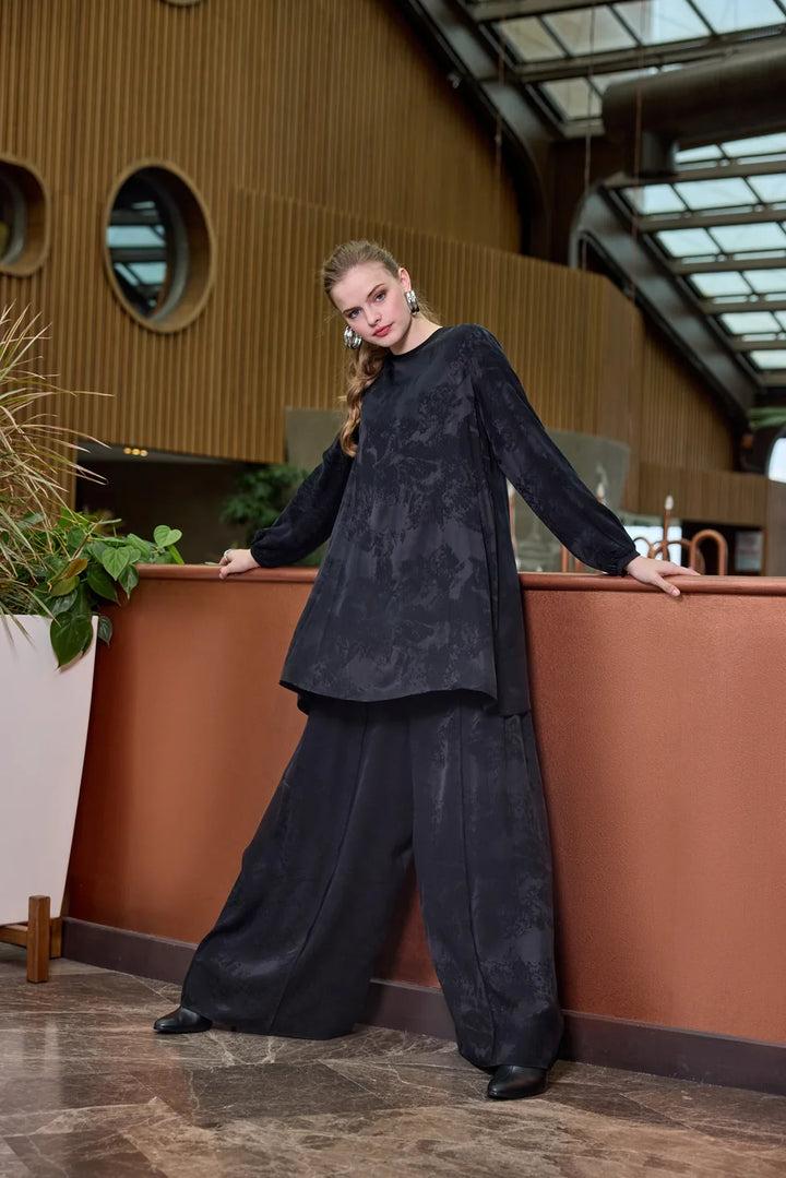 Misswhence Cupro Jakar Tunik Takım 38010 - Siyah - Görsel 3 