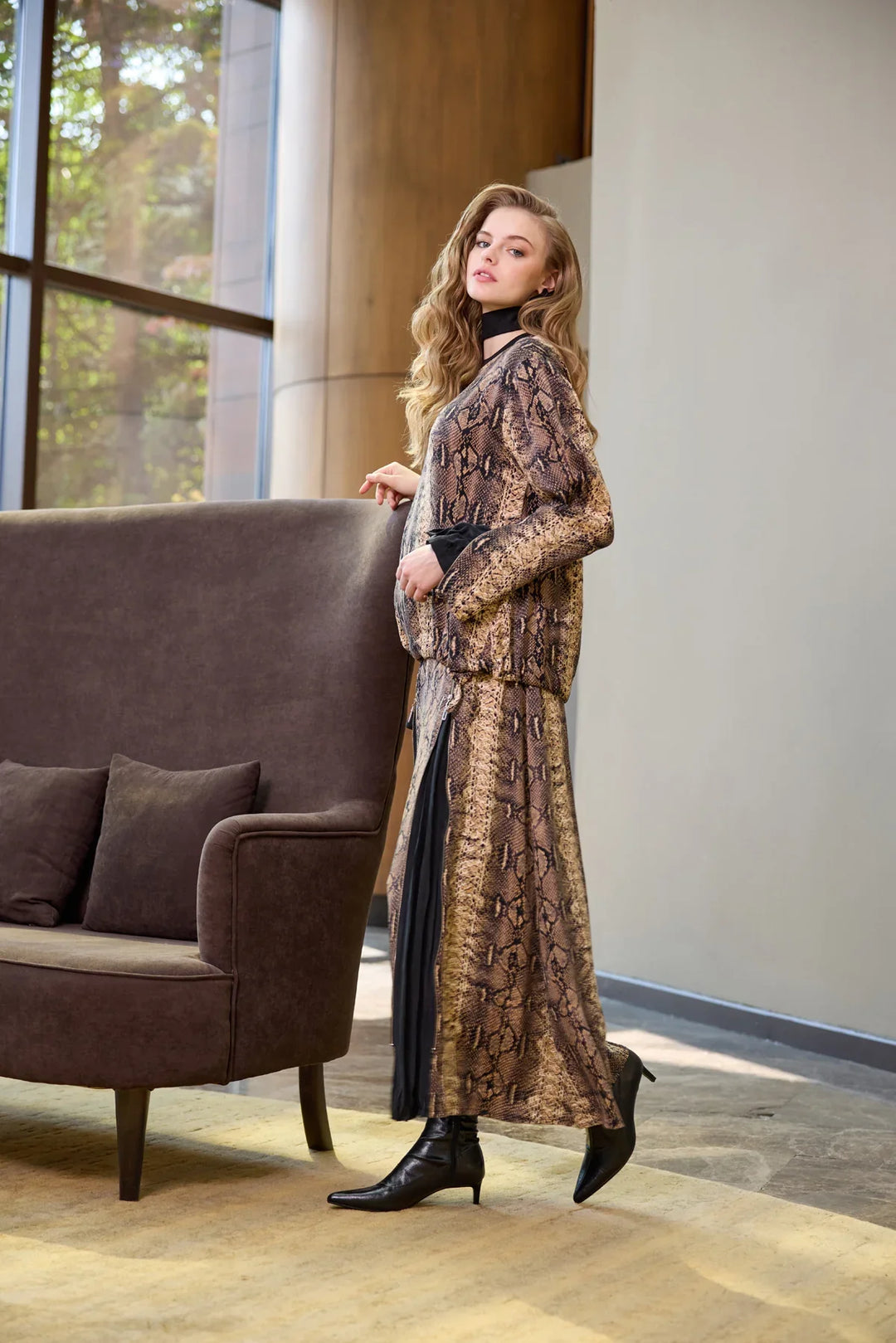Misswhence Desenli Etek Takım Desenli 38003 - Siyah - Görsel 4 