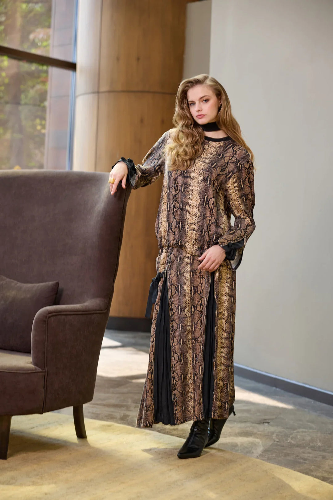 Misswhence Desenli Etek Takım Desenli 38003 - Siyah - Görsel 1 #renk_siyah