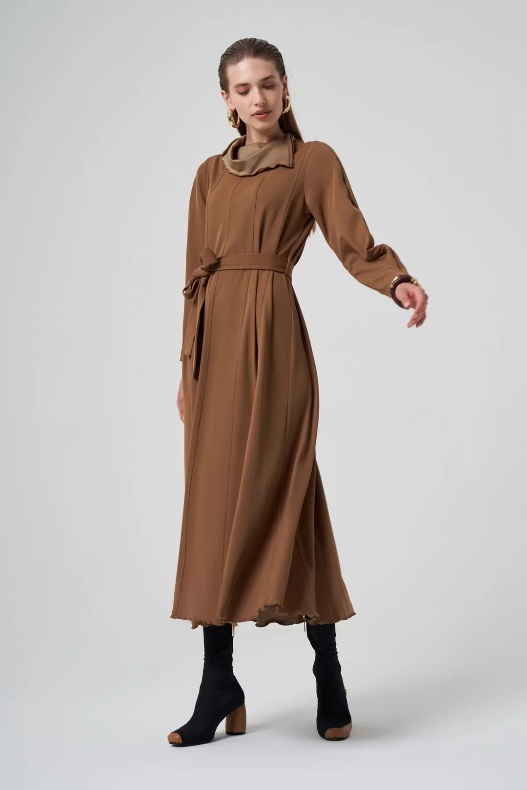 Misswhence Fermuar Detaylı Elbise 38803 - Camel - Görsel 3 