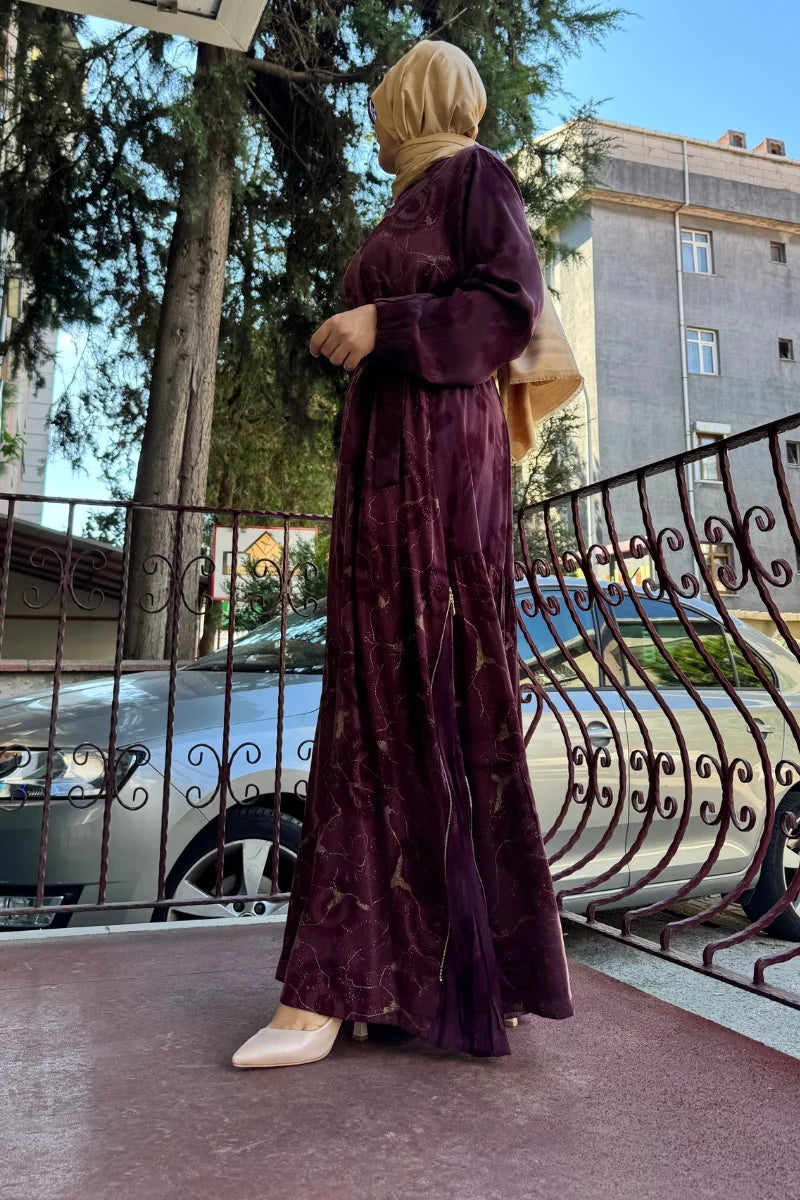 MissWhence Fermuar Detaylı İpek Elbise 36826 - Bordo - Görsel 3 