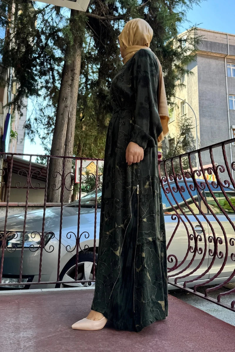 MissWhence Fermuar Detaylı İpek Elbise 36826 - Yeşil - Görsel 2 