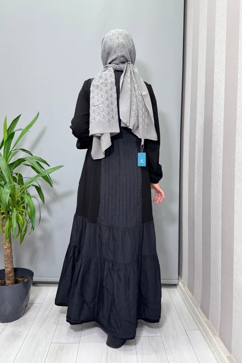 Misswhence Fermuar Detaylı Patchwork Elbise 38813 - Siyah - Görsel 8 