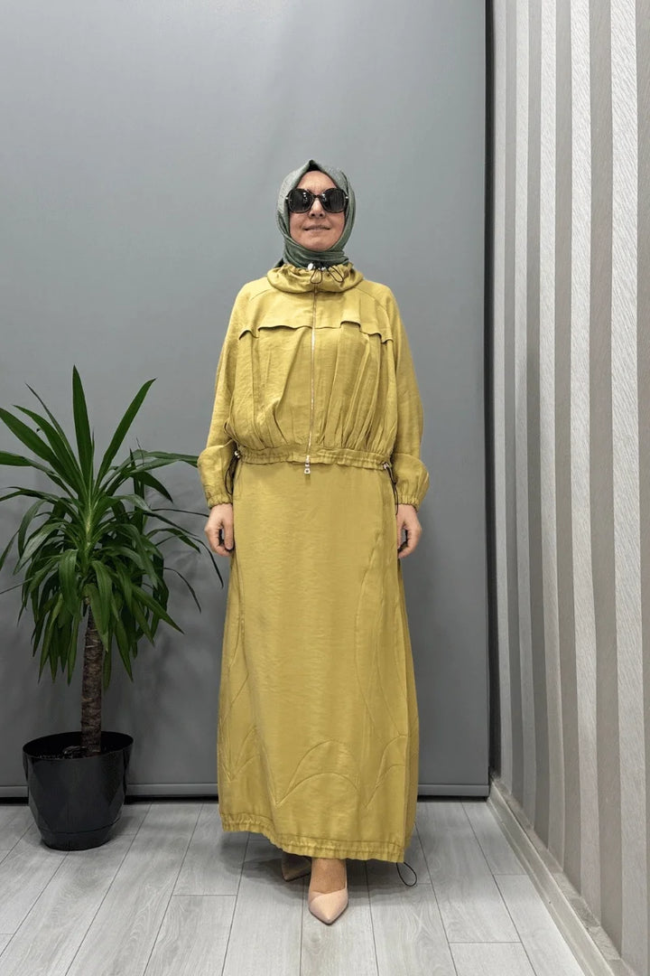 Misswhence Fermuarlı İpek Keten Takım 37200 - Sarı - Görsel 1 