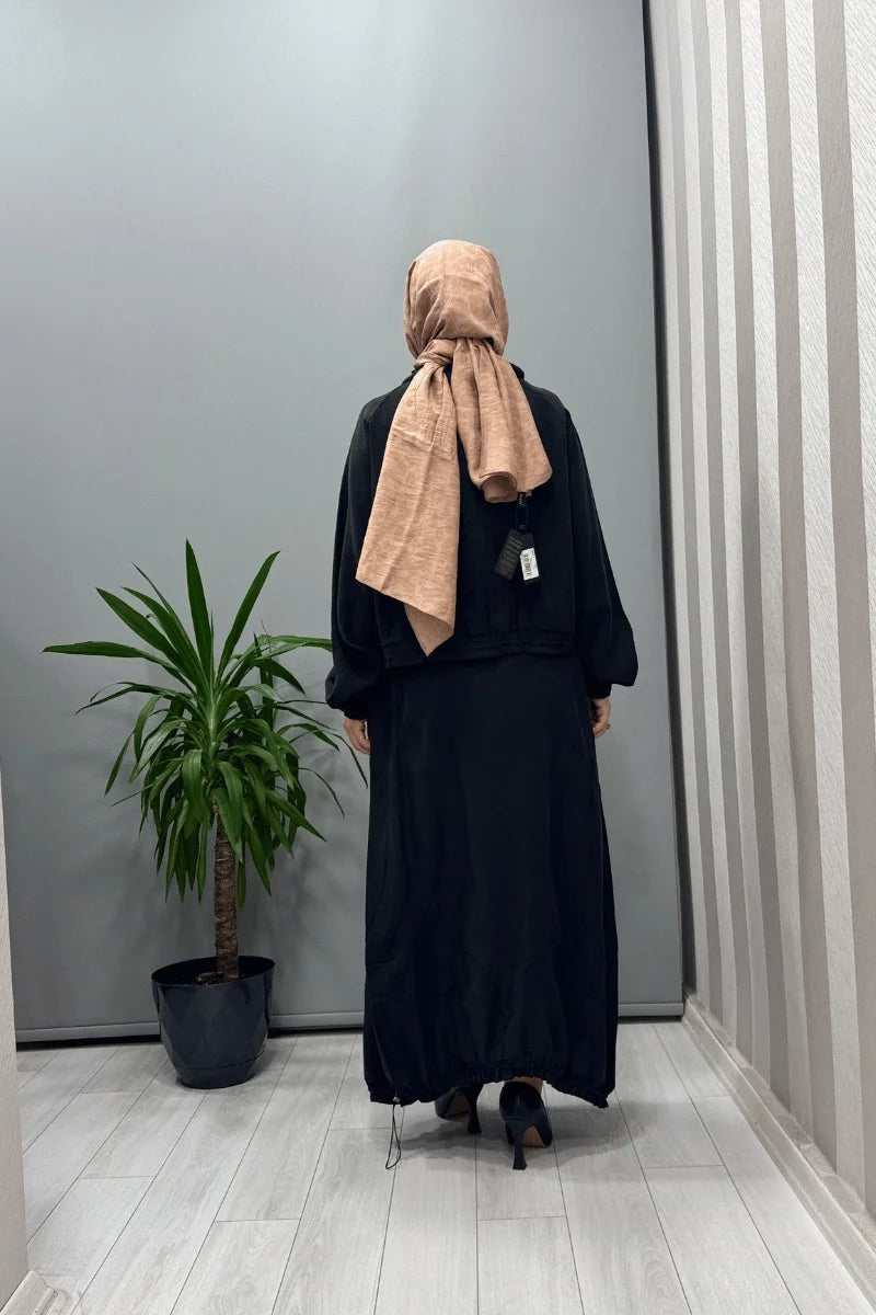 Misswhence Fermuarlı İpek Keten Takım 37200 - Siyah - Görsel 3 