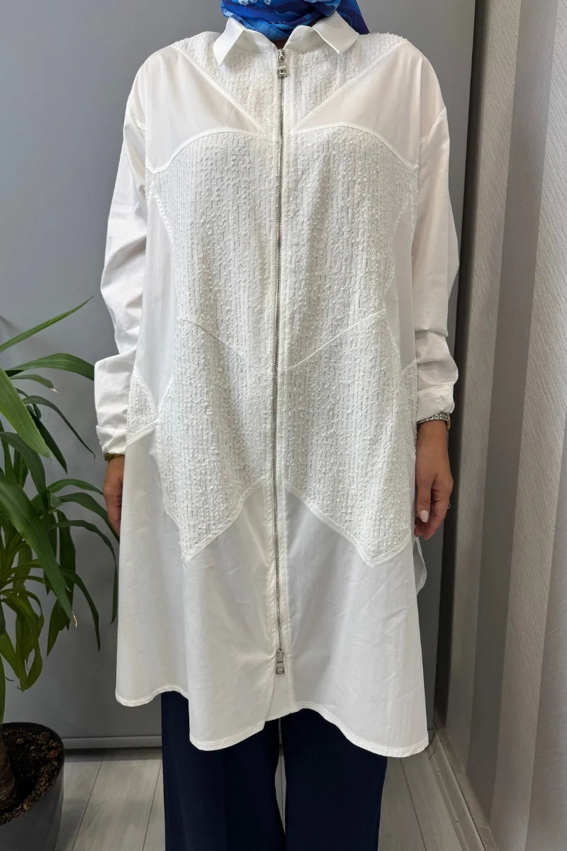 Misswhence Fermuarlı Kap 39403 - Beyaz - Görsel 4 