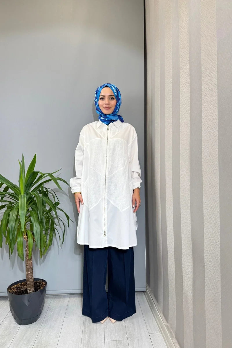 Misswhence Fermuarlı Kap 39403 - Beyaz - Görsel 1 #renk_beyaz