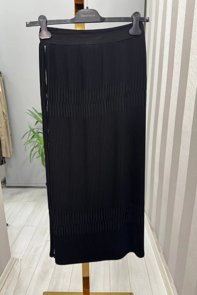 Misswhence Fermuarlı Pliseli Etek 37921 - Siyah - Görsel 1 #renk_siyah