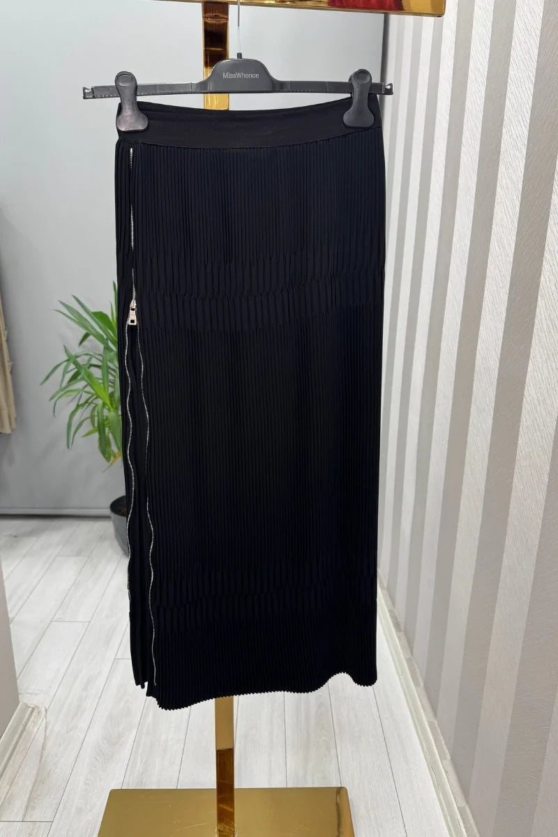 Misswhence Fermuarlı Pliseli Etek 37921 - Siyah - Görsel 2 #renk_siyah