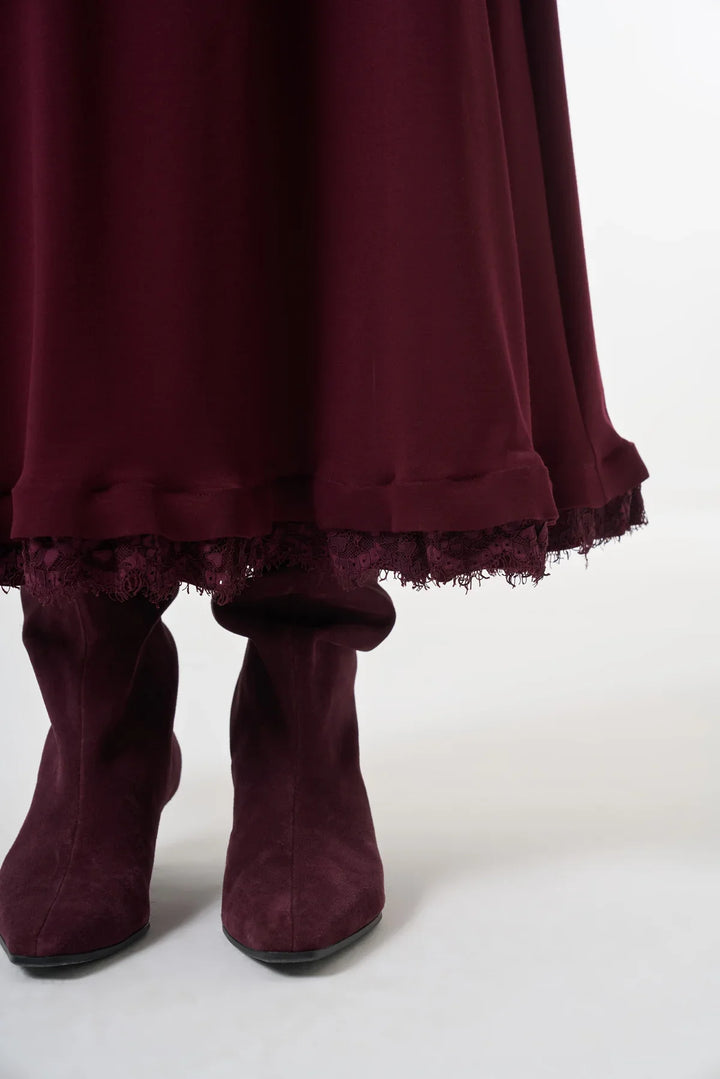 Misswhence Güpür Detaylı Etek Takım 38004 - Bordo - Görsel 3 
