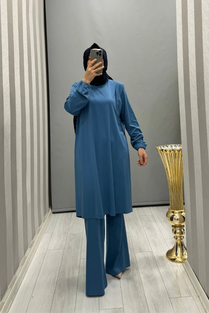 Misswhence İspanyol Paça Bambu Pantolon 35114 - Mavi - Görsel 3 