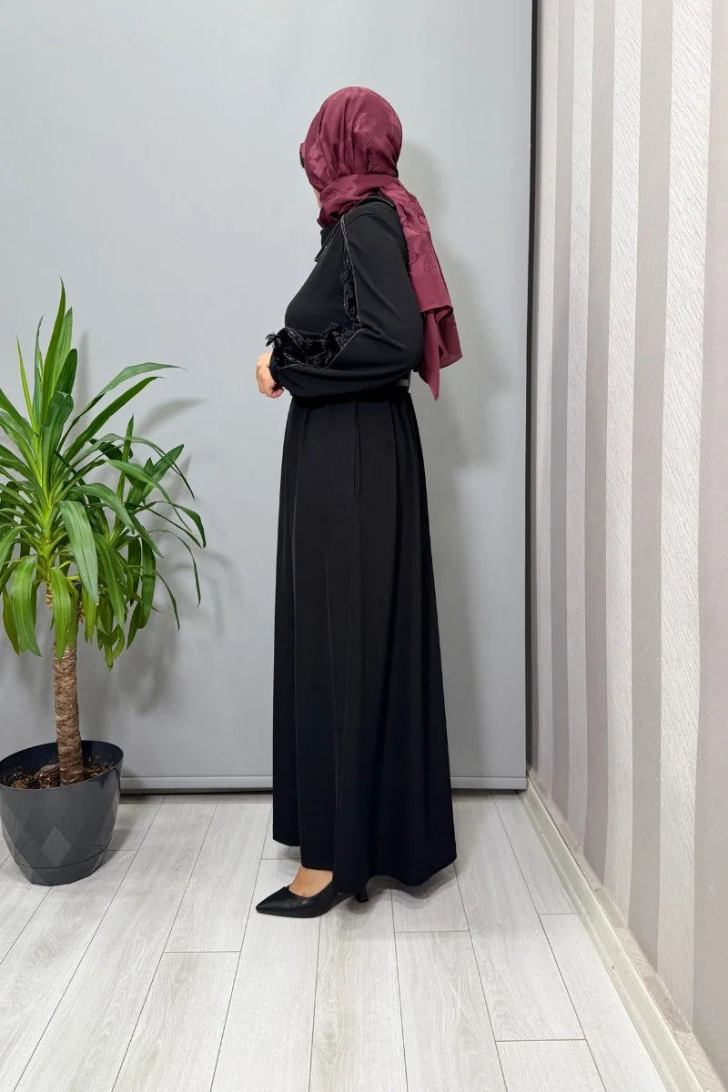 Misswhence Kadife Detaylı Elbise 38800 - Siyah - Görsel 2 