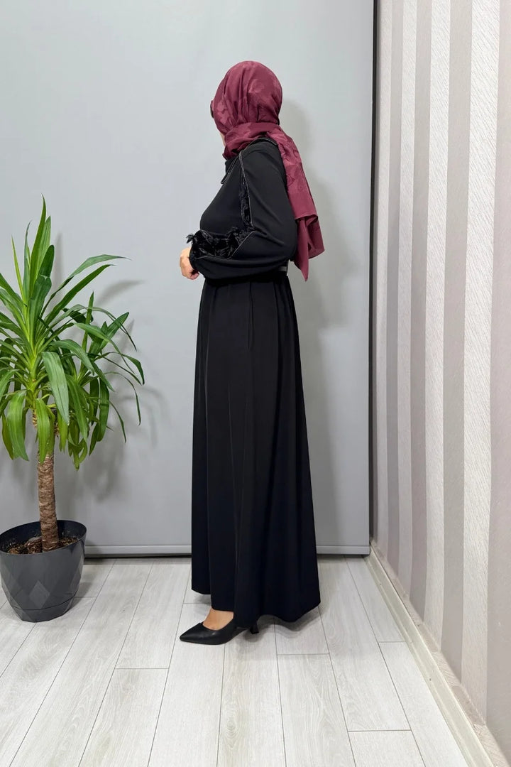 Misswhence Kadife Detaylı Elbise 38800 - Siyah - Görsel 2 