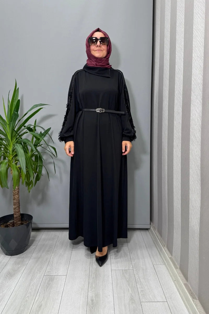 Misswhence Kadife Detaylı Elbise 38800 - Siyah - Görsel 1 