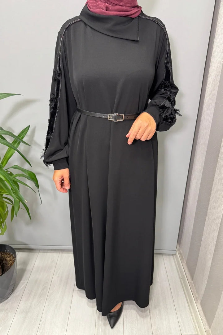 Misswhence Kadife Detaylı Elbise 38800 - Siyah - Görsel 4 