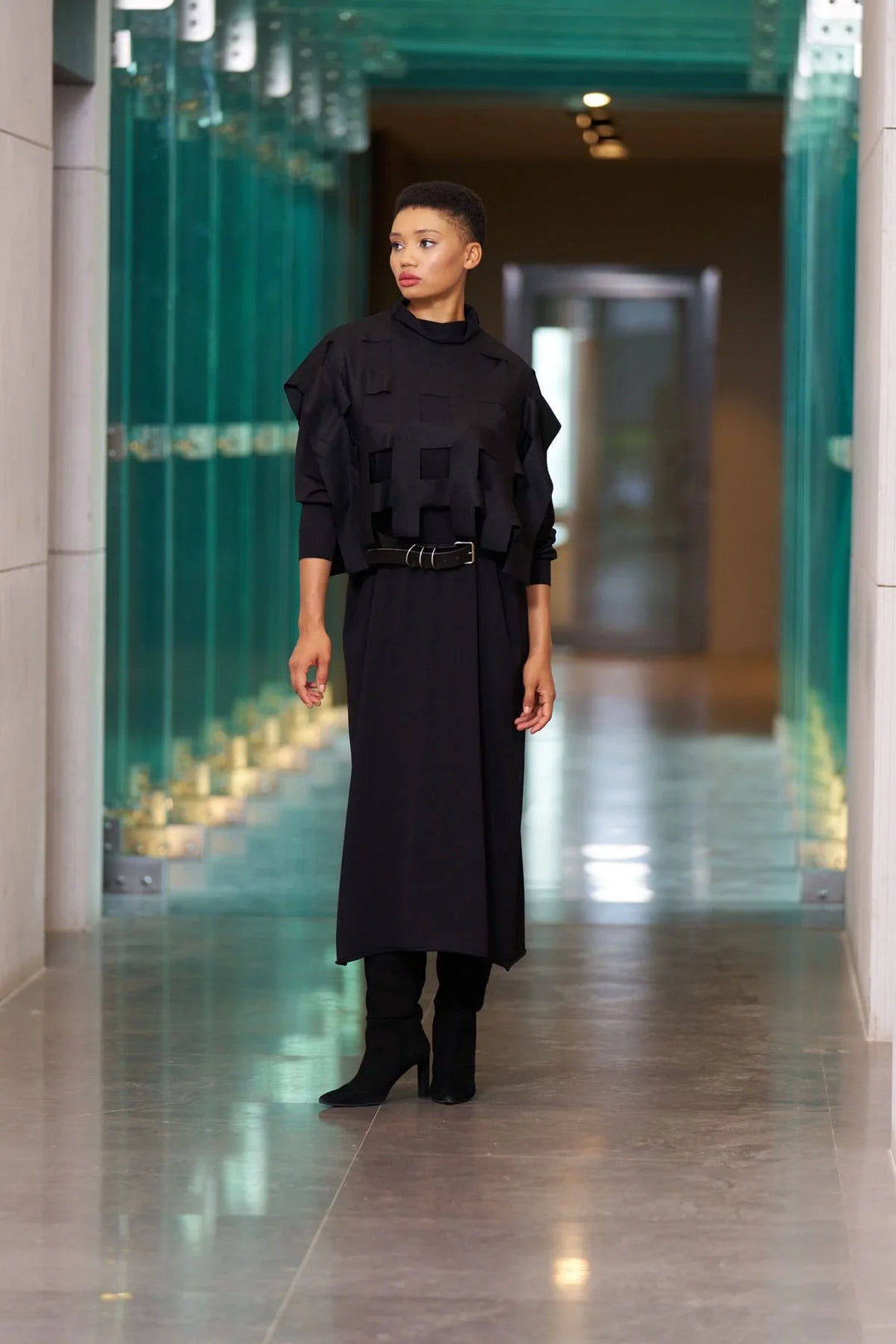 Misswhence Keçe Bolero Detaylı Triko Elbise 34801 - Siyah - Görsel 1 #renk_siyah