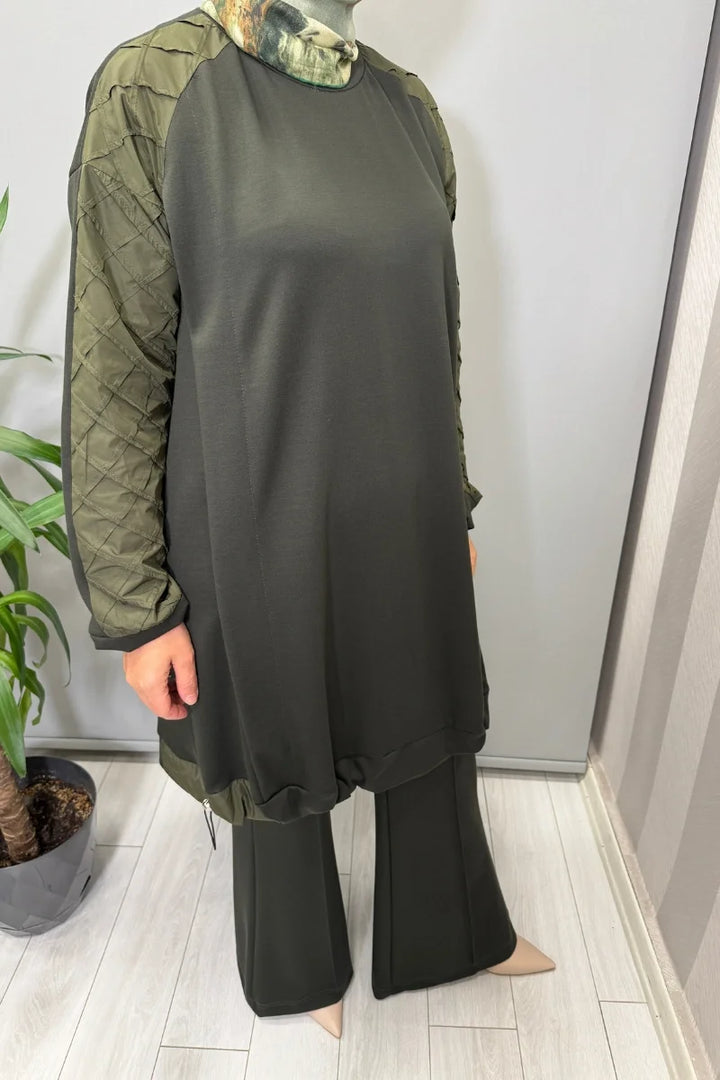 Misswhence Kolu Kumaş ve Diliş Detaylı Tunik 38040 - Yeşil - Görsel 4 