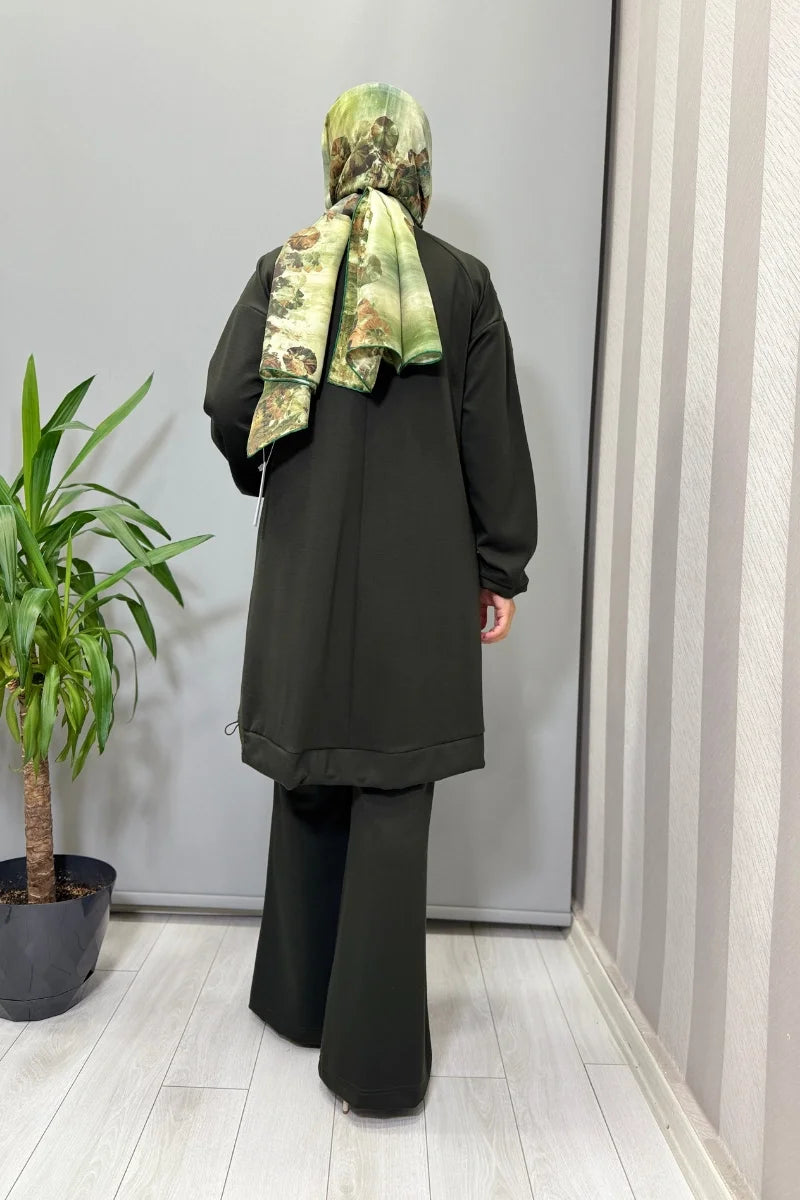 Misswhence Kolu Kumaş ve Diliş Detaylı Tunik 38040 - Yeşil - Görsel 3 