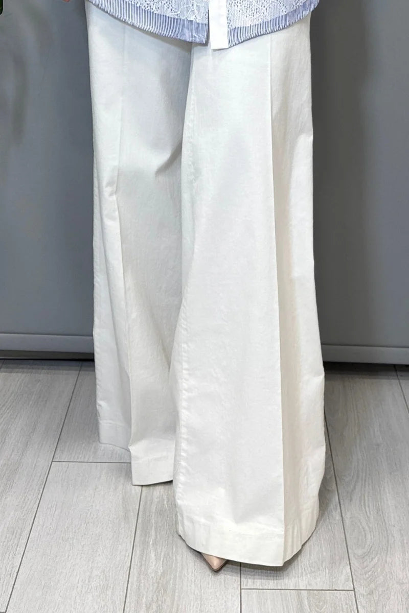 Misswhence Likralı Geniş Paça Kot Pantolon 39106 - Beyaz - Görsel 1 #renk_beyaz