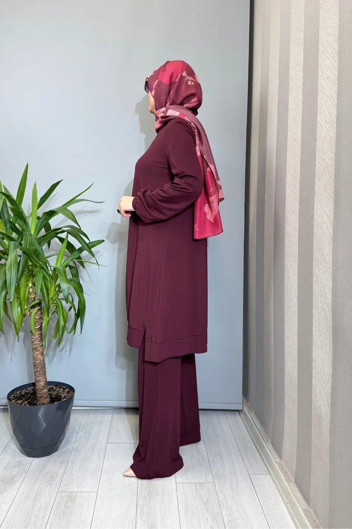 Misswhence Modal Penye Tunik 39030 - Bordo - Görsel 2 