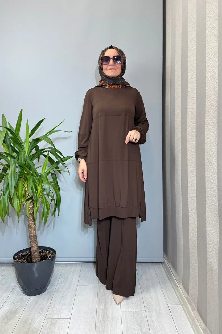 Misswhence Modal Penye Tunik 39030 - Kahve - Görsel 1 