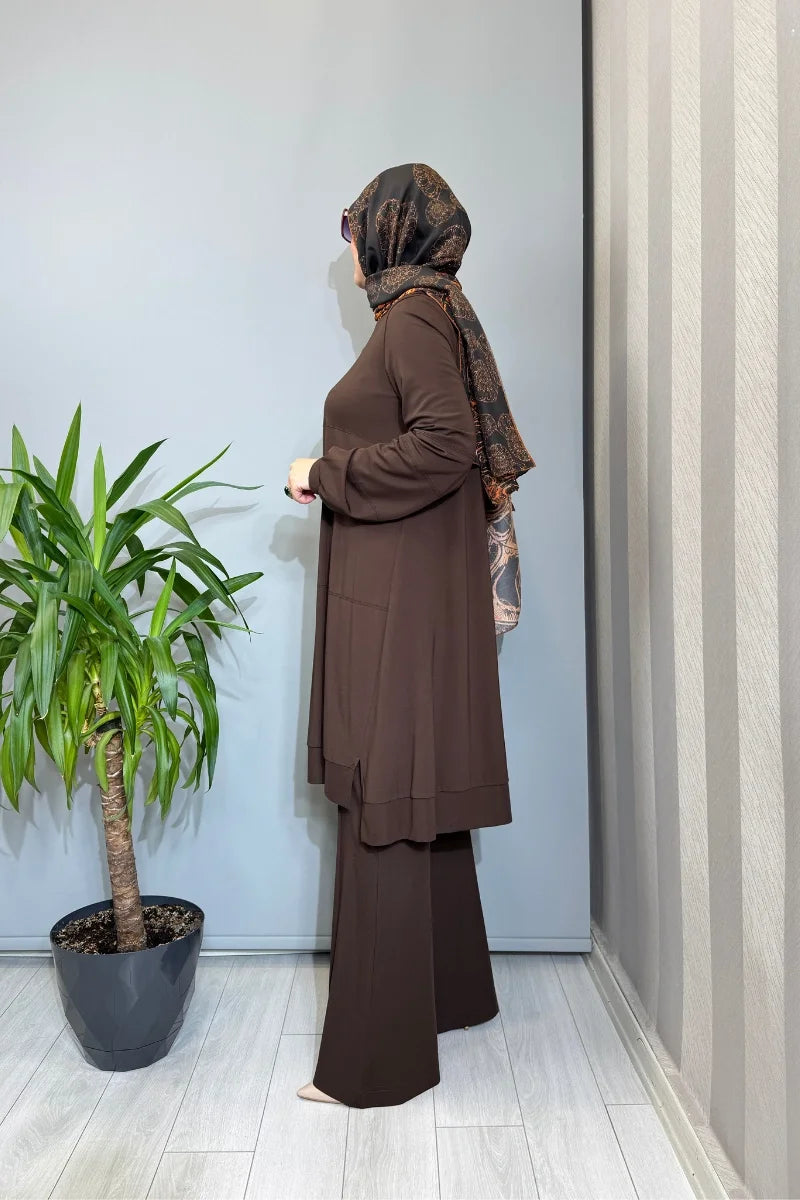 Misswhence Modal Penye Tunik 39030 - Kahve - Görsel 2 