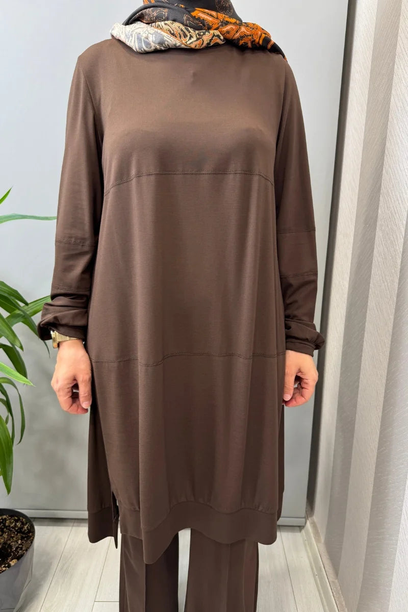 Misswhence Modal Penye Tunik 39030 - Kahve - Görsel 3 