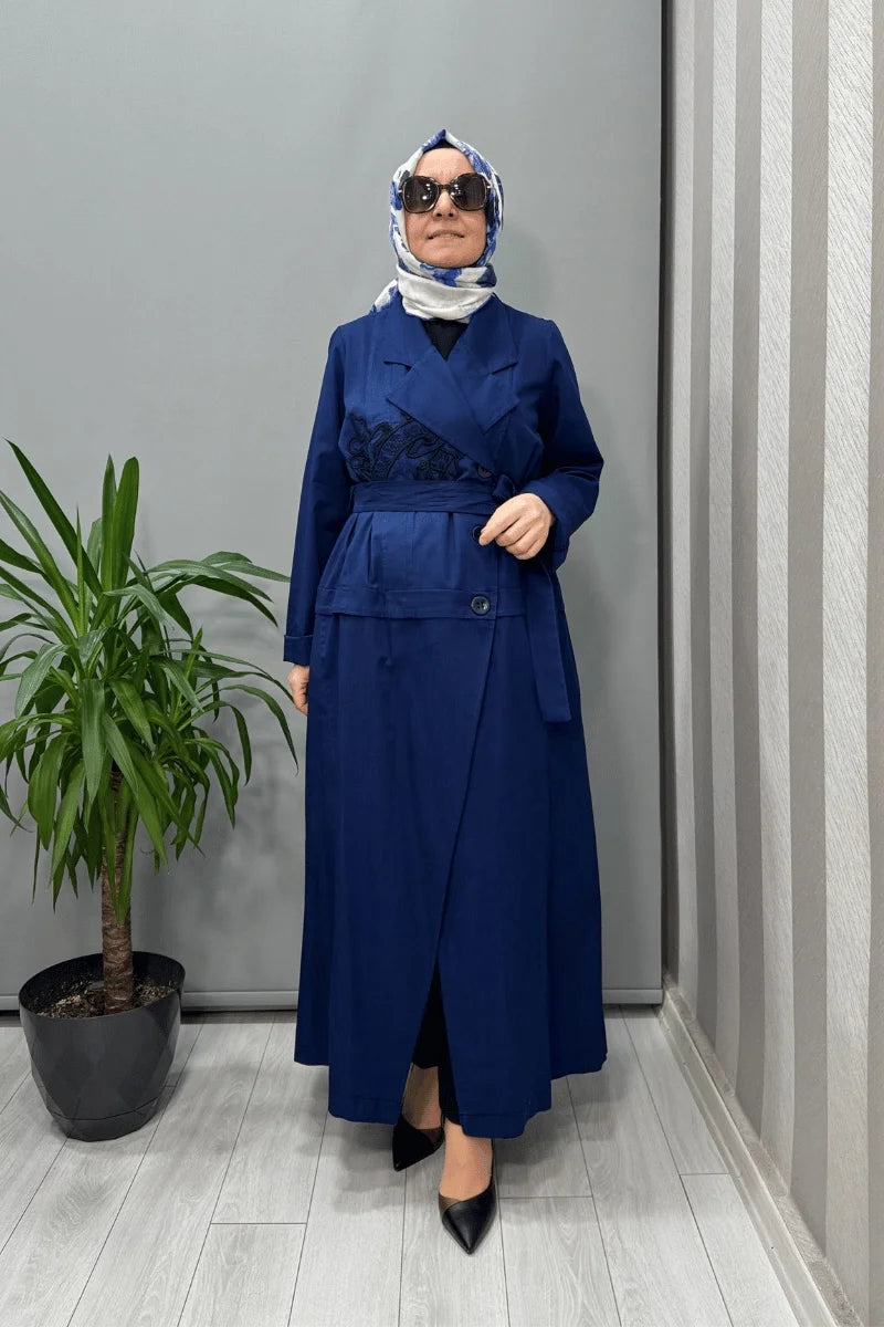 Misswhence Nakış Detaylı Denim Pardesü 37501 - Lacivert - Görsel 1 #renk_lacivert