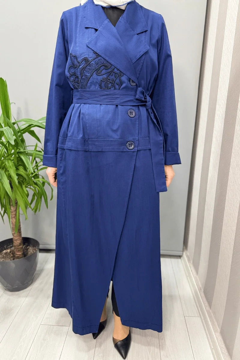 Misswhence Nakış Detaylı Denim Pardesü 37501 - Lacivert - Görsel 4 