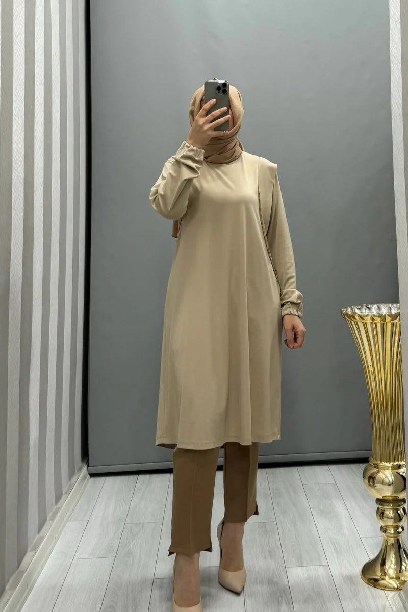 Misswhence Omuz Detaylı Bambu Basic Tunik 35025 - Camel - Görsel 1 