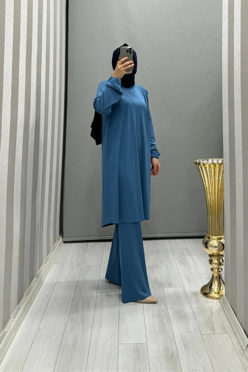 Misswhence Omuz Detaylı Bambu Basic Tunik 35025 - Mavi - Görsel 2 #renk_mavi