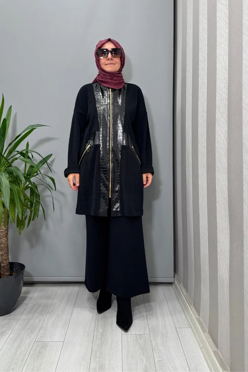 Mascara Önü Fermuarlı Ceket Siyah 56MK 1115